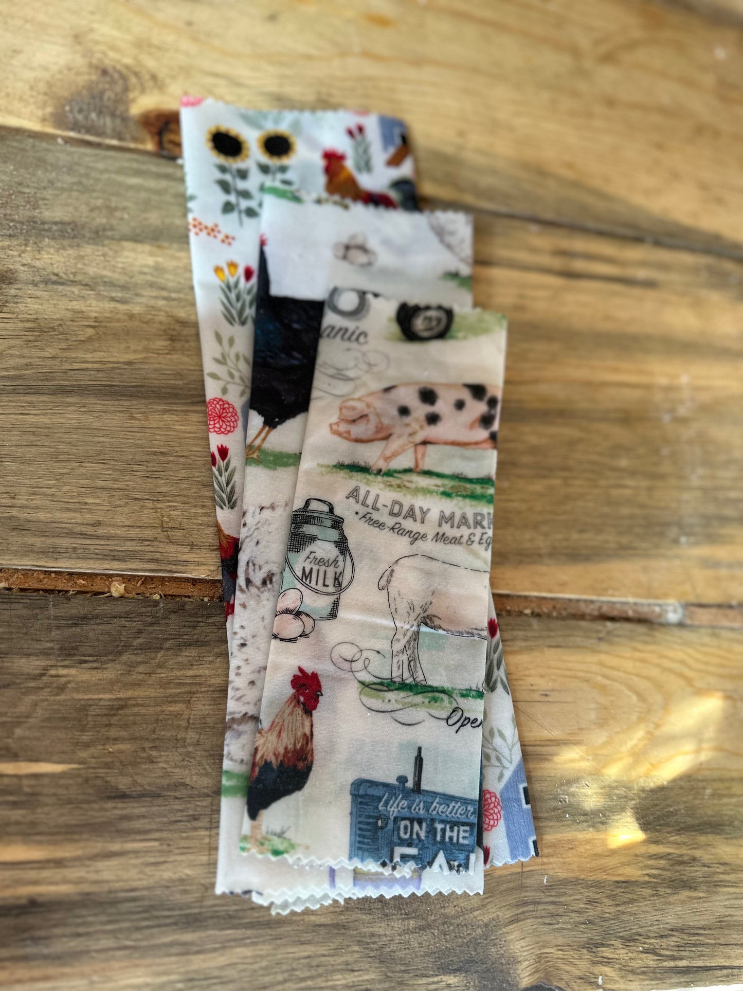 Set of 3 Farm Pattern Bees Wax Wraps