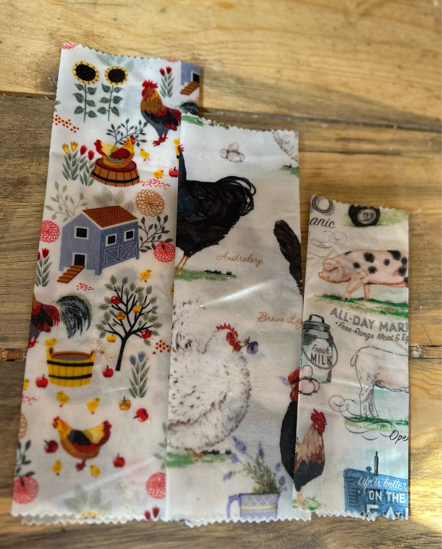 Set of 3 Farm Pattern Bees Wax Wraps