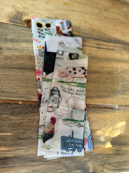 Set of 3 Farm Pattern Bees Wax Wraps